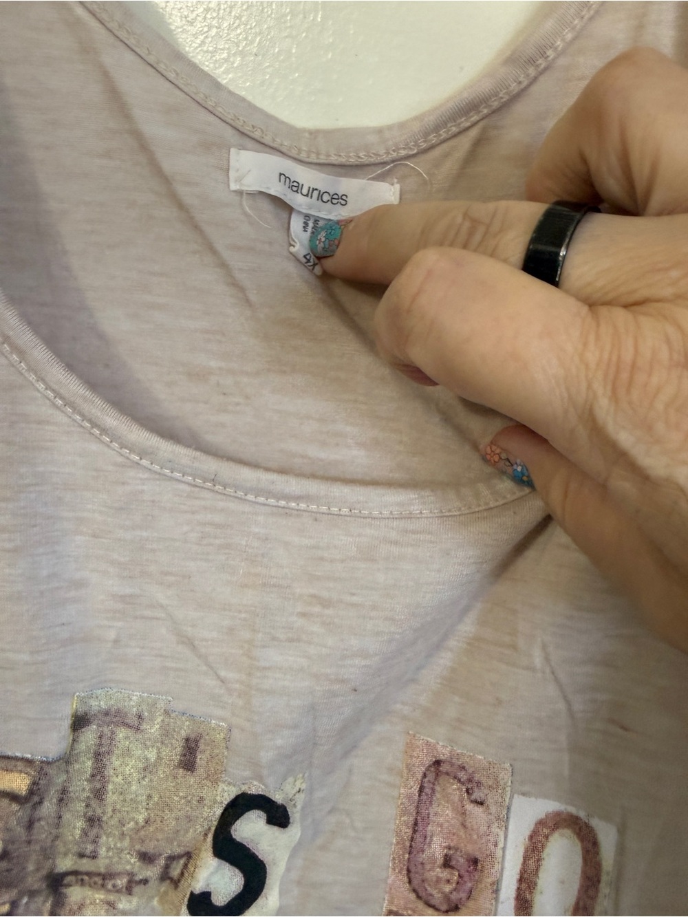 maurices Light Pink Graphic Tank Top with Mixed Lettering